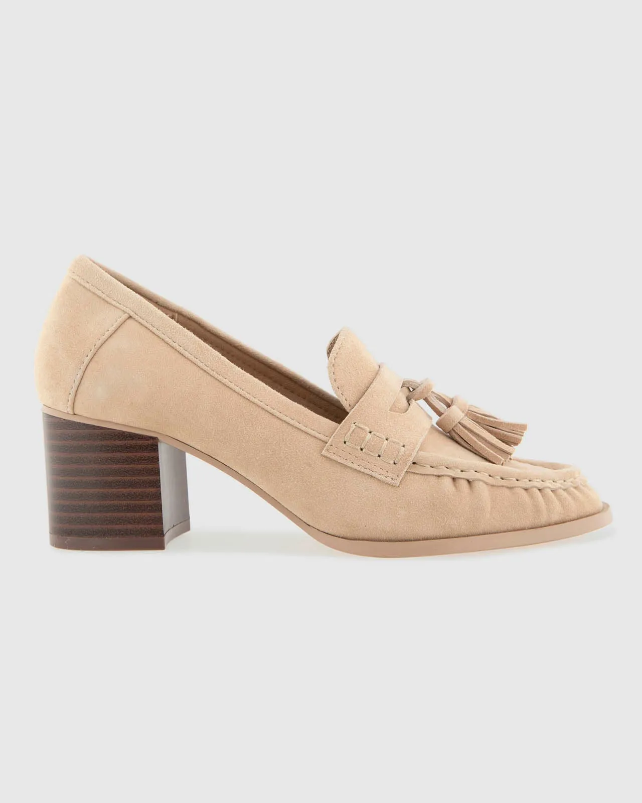 Martha Suede Heeled Loafer in Camel sold by Splendid product image thumbnail 2