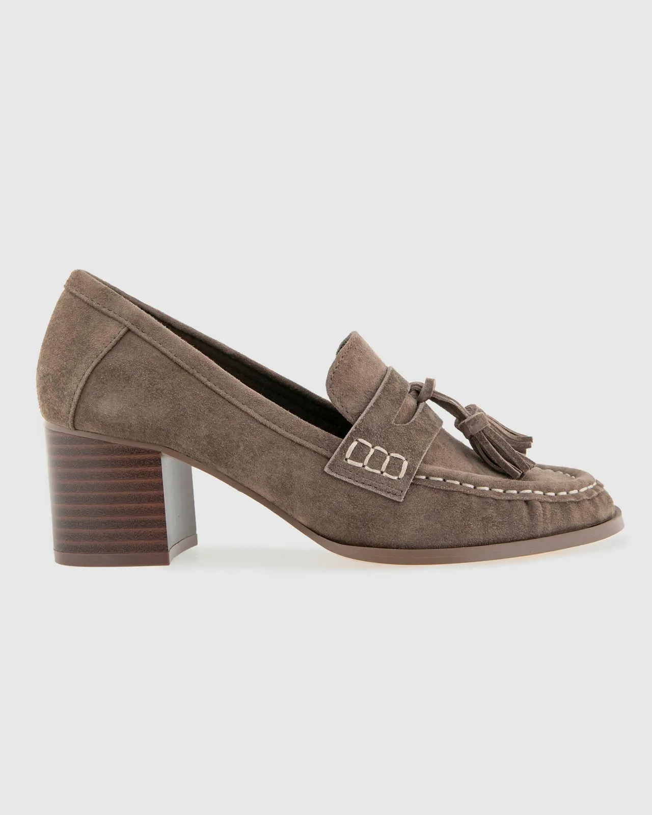 Martha Suede Heeled Loafer in Taupe Grey sold by Splendid product image thumbnail 2