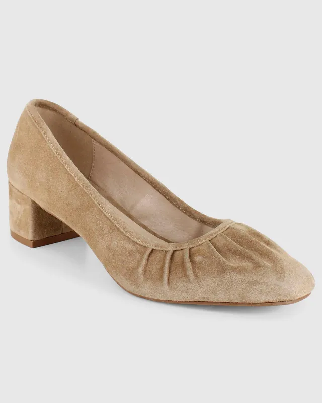Jade Block Heel in Golden Brown made by VIDA