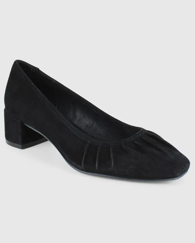 Jade Block Heel in Black made by VIDA