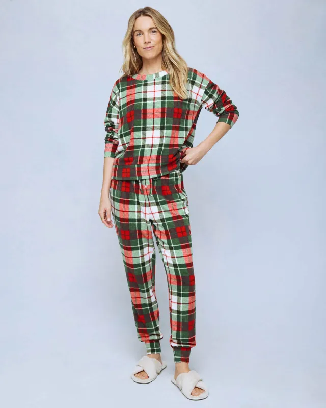 Holiday Plaid Marna Waffle Thermal PJ Set made by Splendid