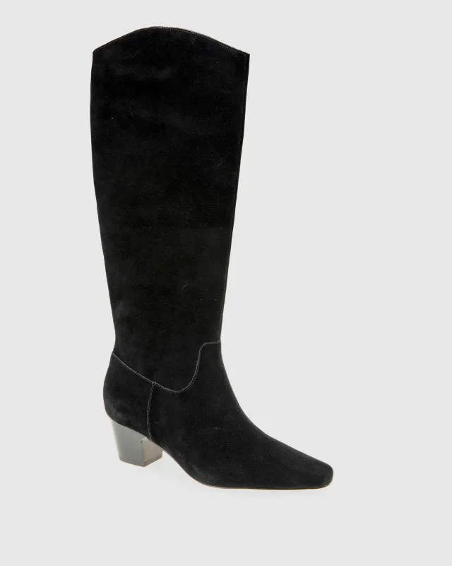 Joanne Suede Boot in Black made by VIDA
