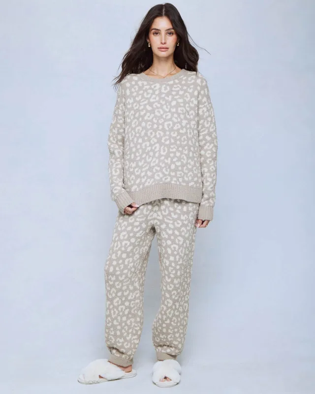 Leopard Fuzzy Sweater PJ Set made by Splendid
