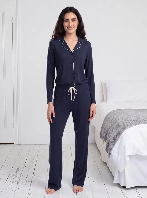 Navy Pillowsoft Pant and Long Sleeve Set made by Splendid