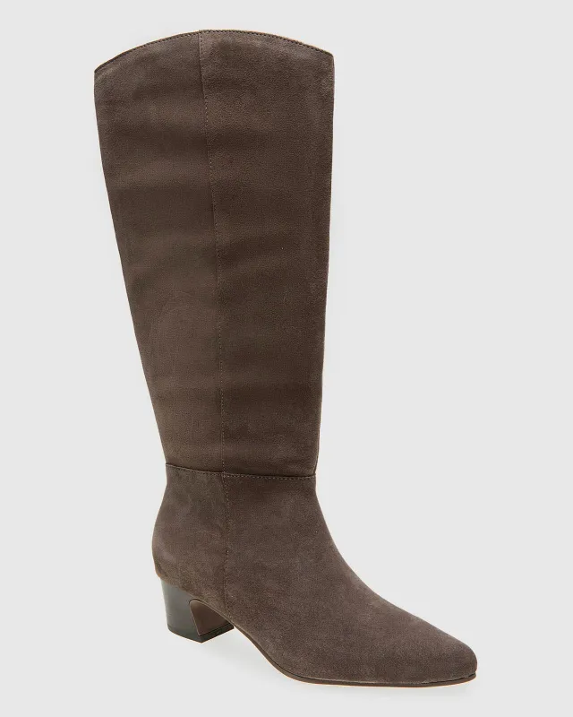 Lilian Suede Boot in Taupe Grey made by VIDA