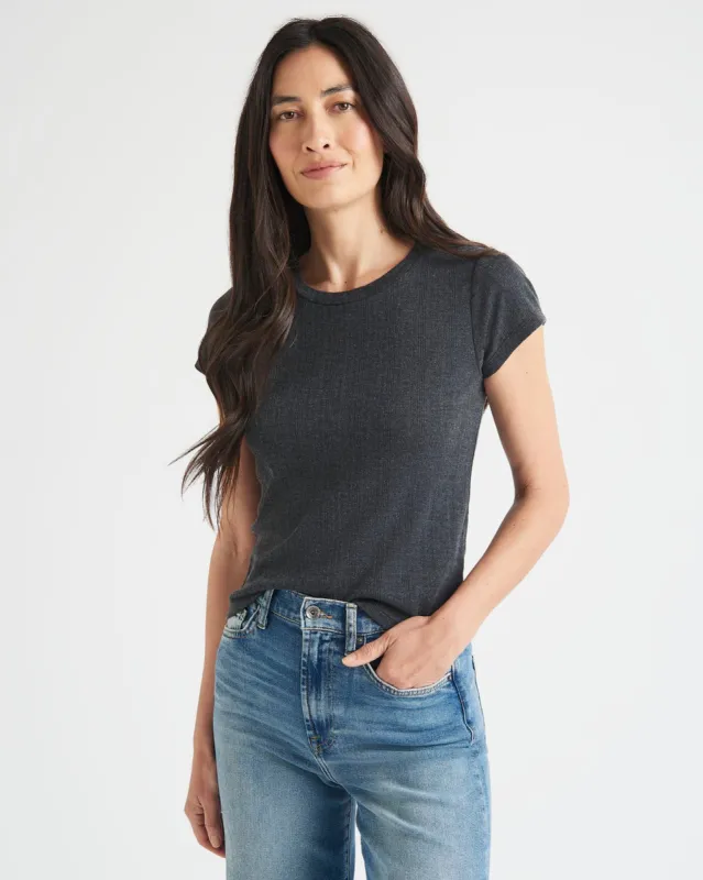 Arlie Pointelle Short Sleeve Tee made by Splendid