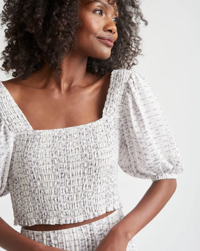 Striped Kira Smocked Crop Top sold by Splendid