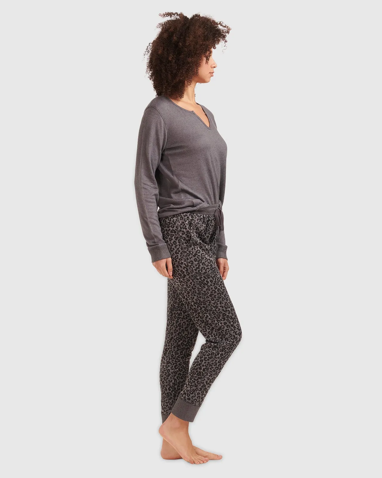 Charcoal Animal Print Split Neck Pullover PJ Set sold by Splendid product image thumbnail 3