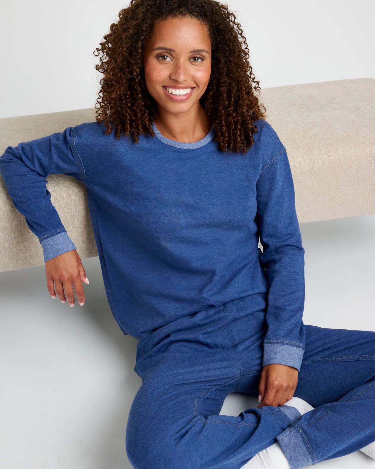 Navy Heather Long Sleeve Pullover & Jogger PJ Set sold by Splendid product image thumbnail 5