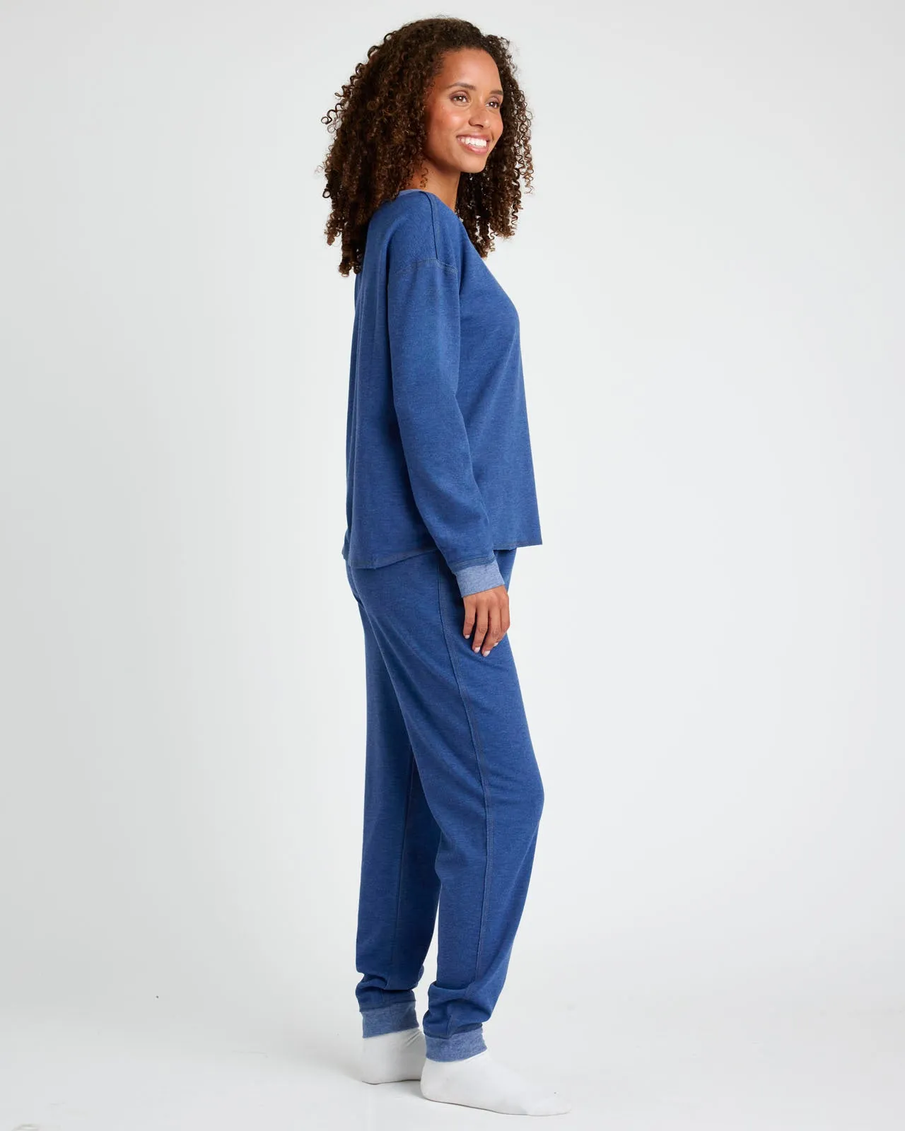 Navy Heather Long Sleeve Pullover & Jogger PJ Set sold by Splendid product image thumbnail 3