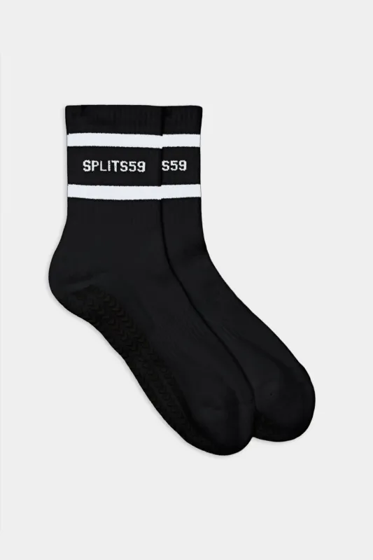 Logo Stripe Ankle Socks With Grip - Black/White sold by Splits59
