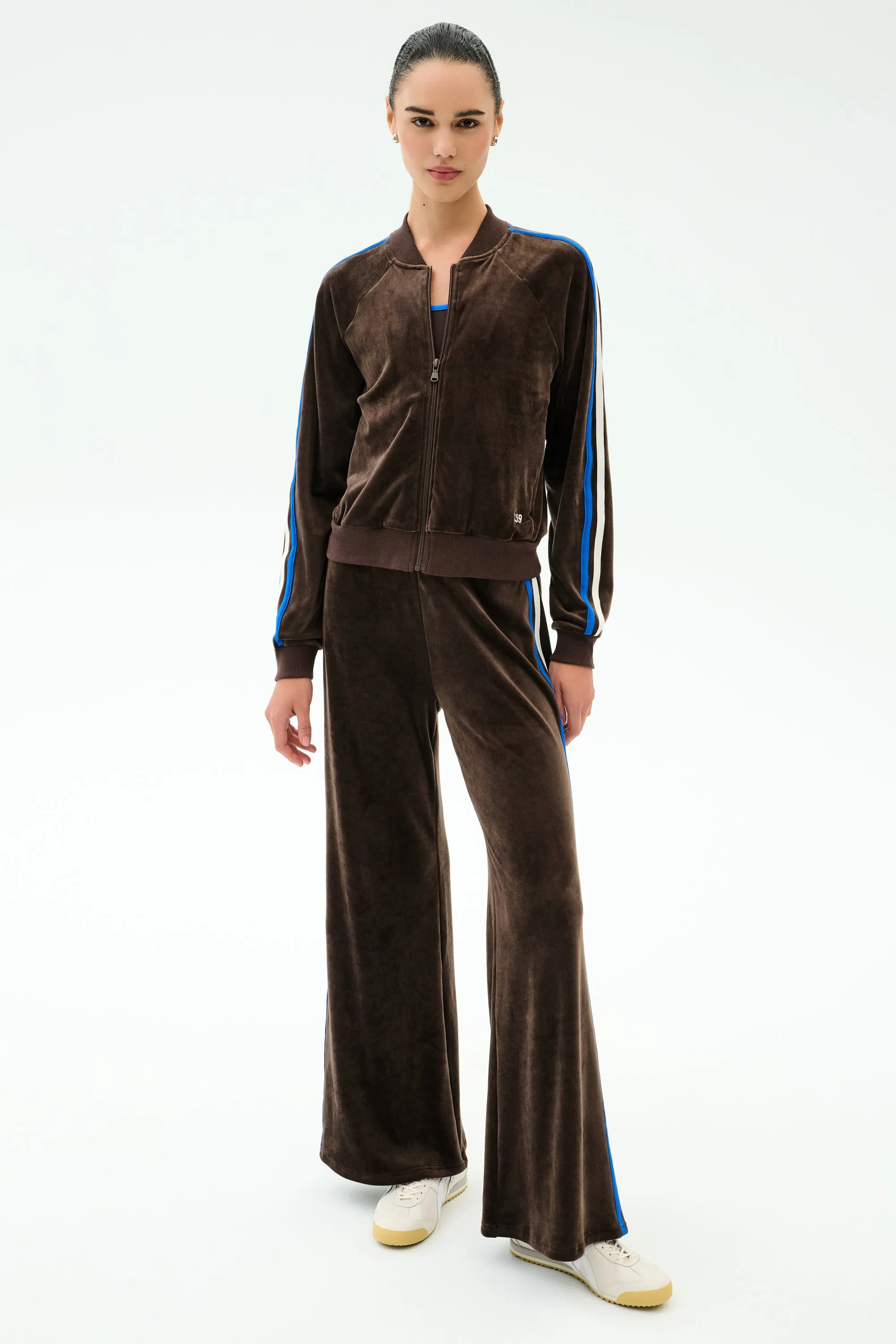 Heritage Velour Bomber - Dark Chocolate/Classic Blue sold by Splits59 product image thumbnail 4