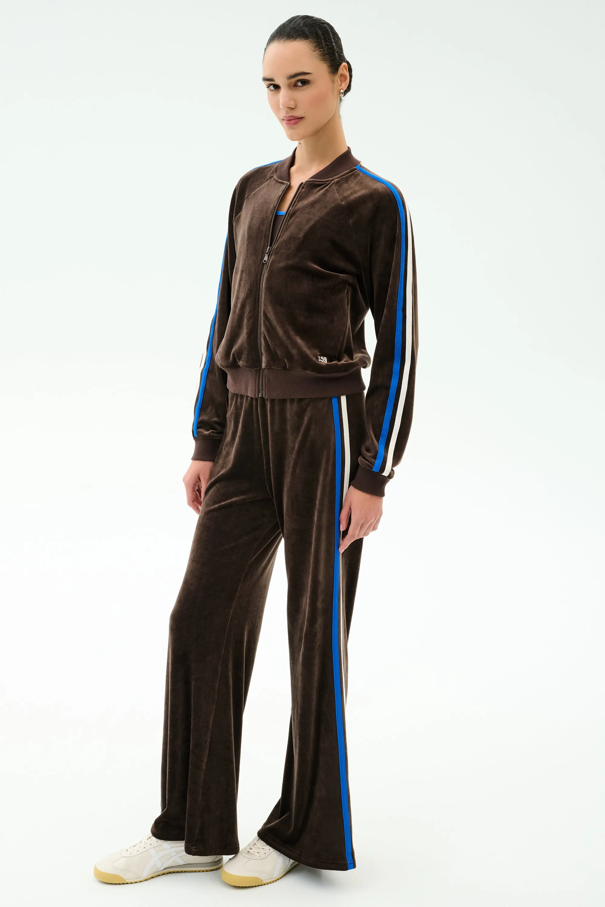 Heritage Velour Bomber - Dark Chocolate/Classic Blue sold by Splits59 product image thumbnail 5