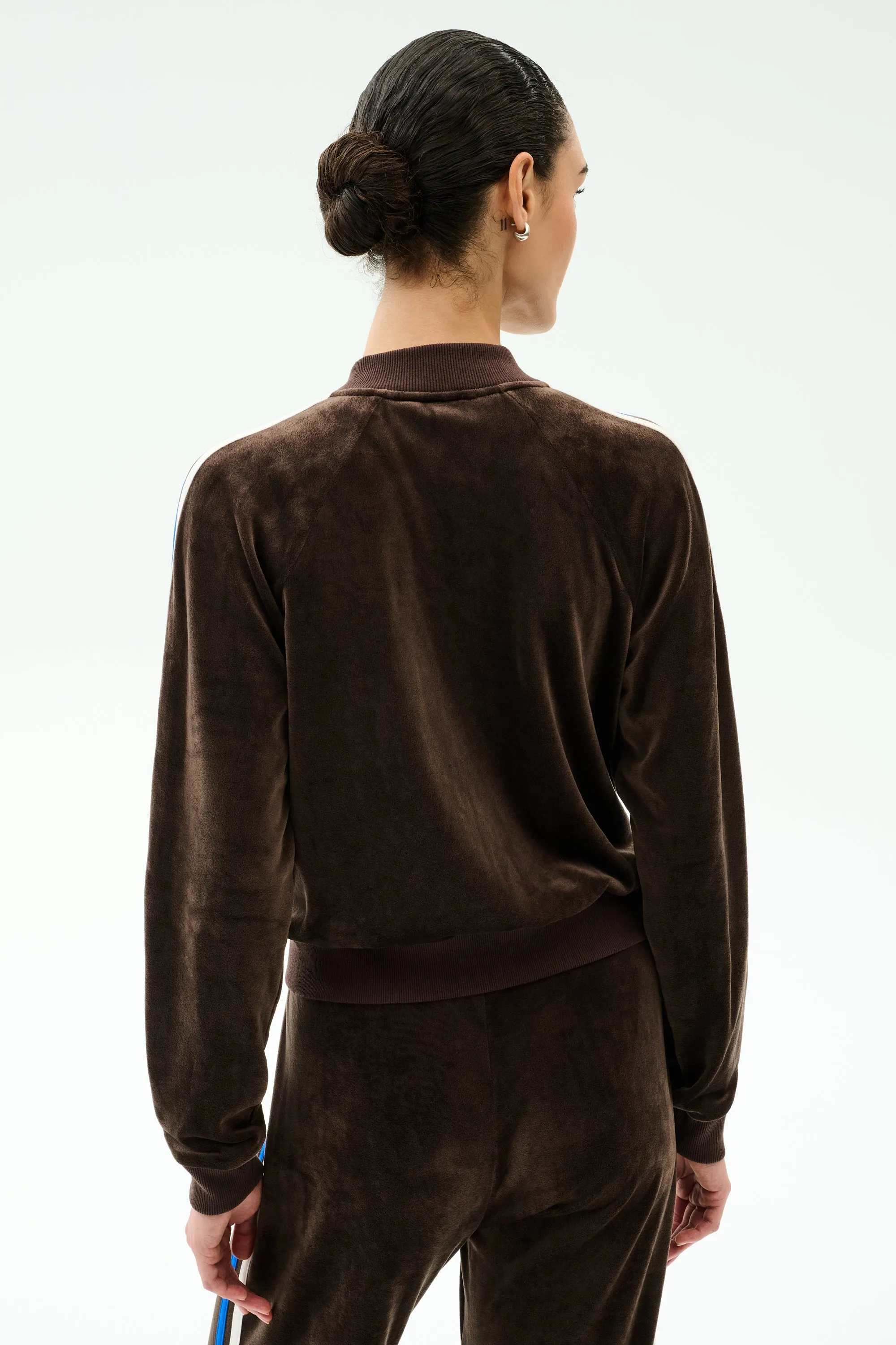 Heritage Velour Bomber - Dark Chocolate/Classic Blue sold by Splits59 product image thumbnail 3