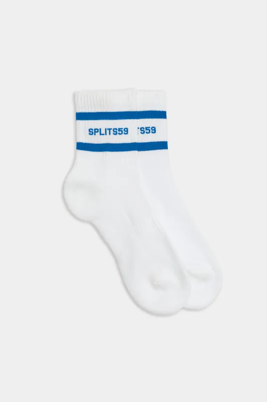 Logo Stripe Quarter Socks - White/Classic Blue sold by Splits59