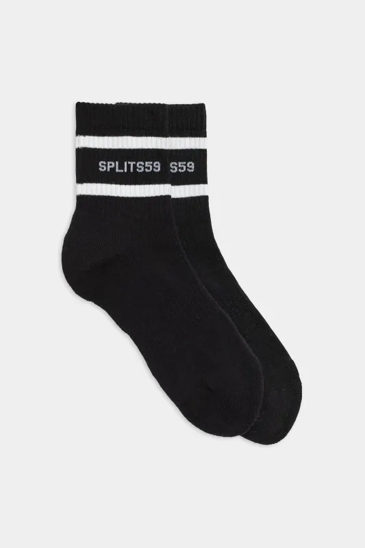 Logo Stripe Quarter Socks - Black/White sold by Splits59