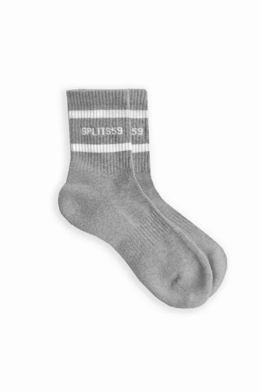 Logo Stripe Quarter Socks - Heather Grey/White sold by Splits59