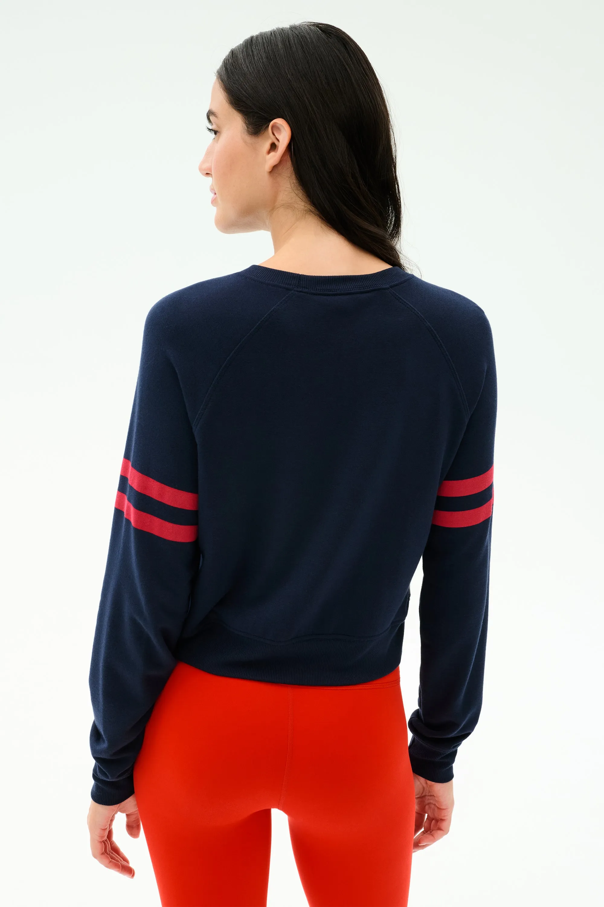 Brooks Stripe Fleece Sweatshirt - Indigo/Lotus Red sold by Splits59 product image thumbnail 2