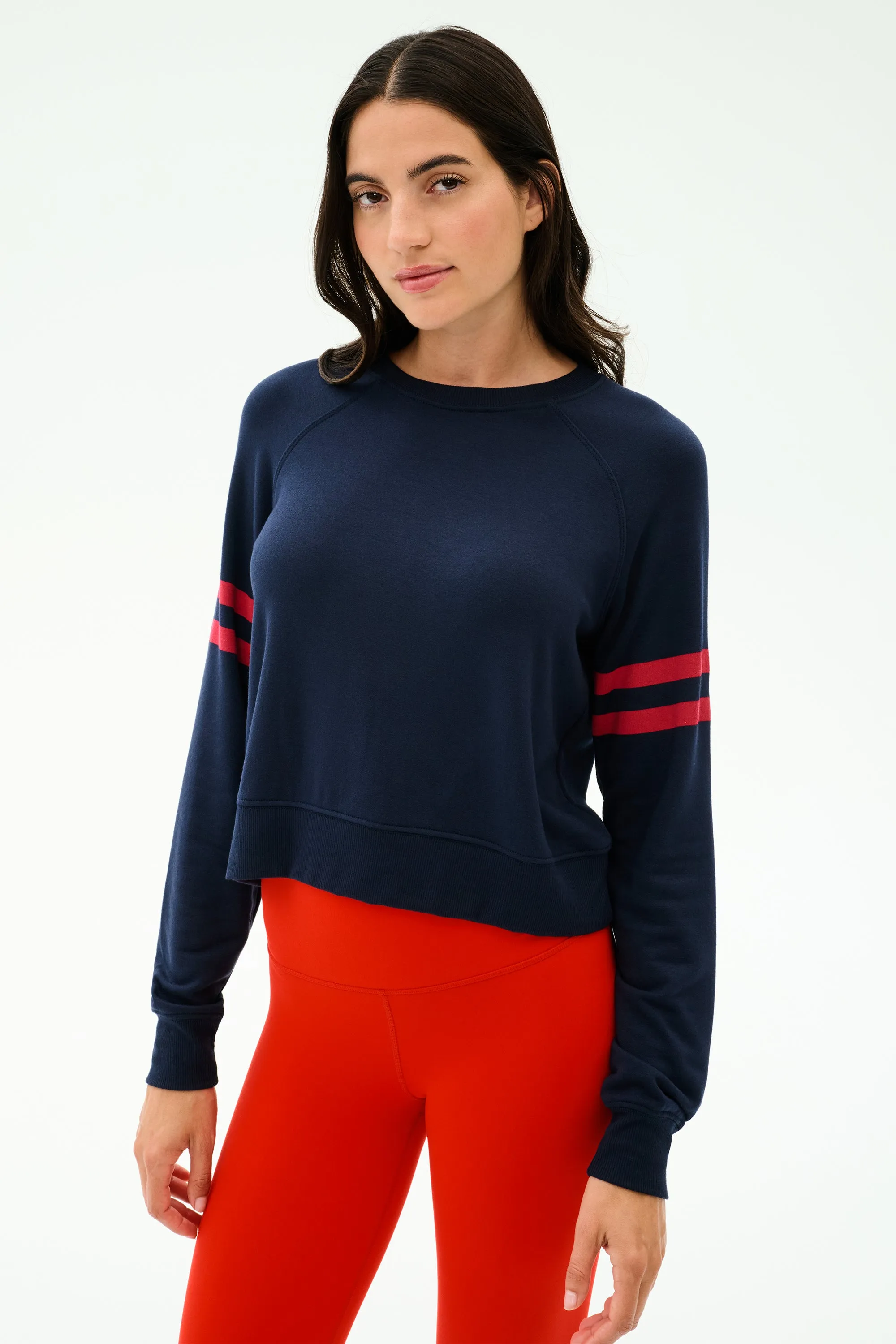 Brooks Stripe Fleece Sweatshirt - Indigo/Lotus Red sold by Splits59 product image thumbnail 3