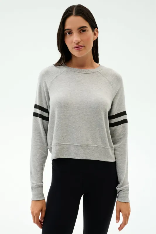 Brooks Stripe Fleece Sweatshirt - Heather Grey/Black sold by Splits59