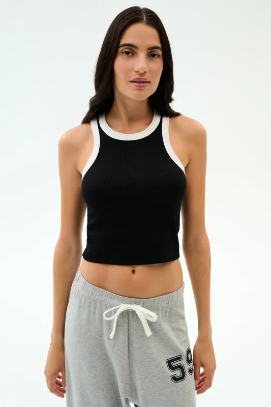 Kiki Rib Crop Tank - Black/White sold by Splits59