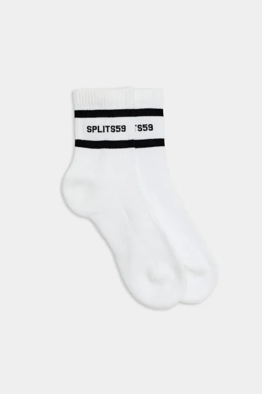 Logo Stripe Quarter Socks - White/Black sold by Splits59