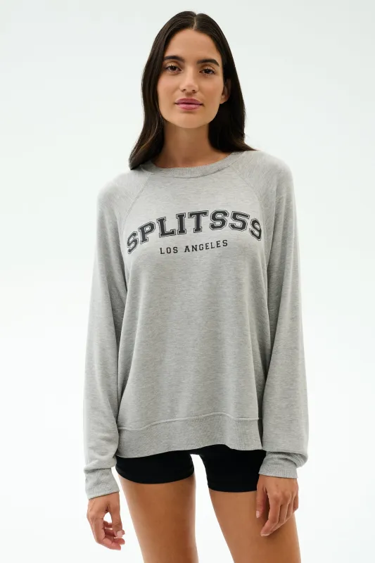 Andie Oversized Fleece Varsity Graphic Sweatshirt - Heather Grey/Splits59 Los Angeles made by Splits59