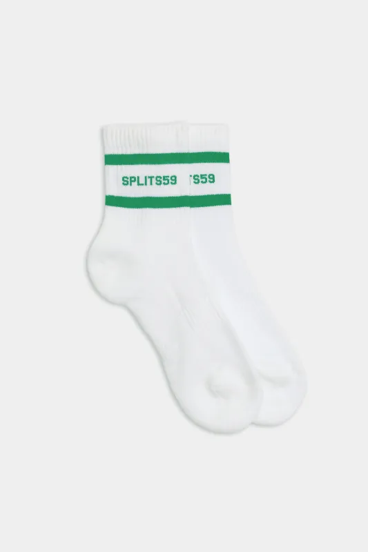 Logo Stripe Quarter Socks - White/Grass sold by Splits59