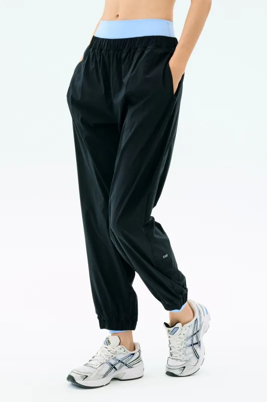 Megan Woven Nylon Jogger - Black sold by Splits59