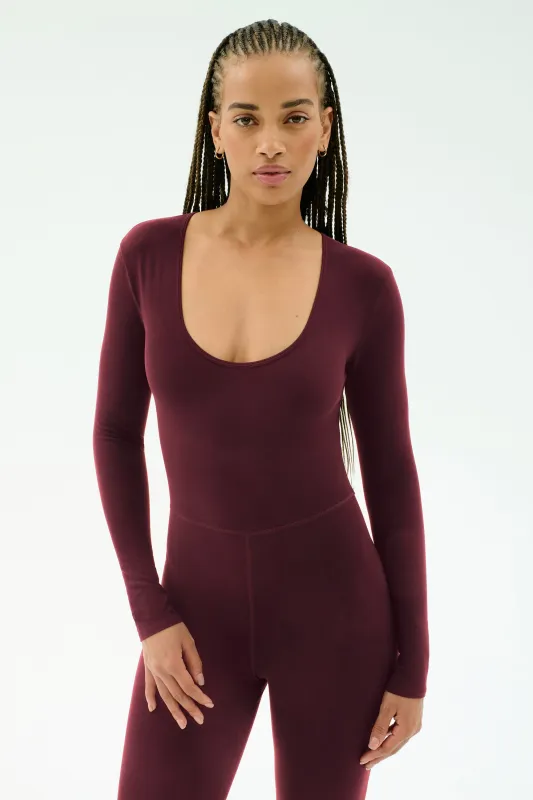 Chloe Airweight Jumpsuit - Dark Cherry sold by Splits59