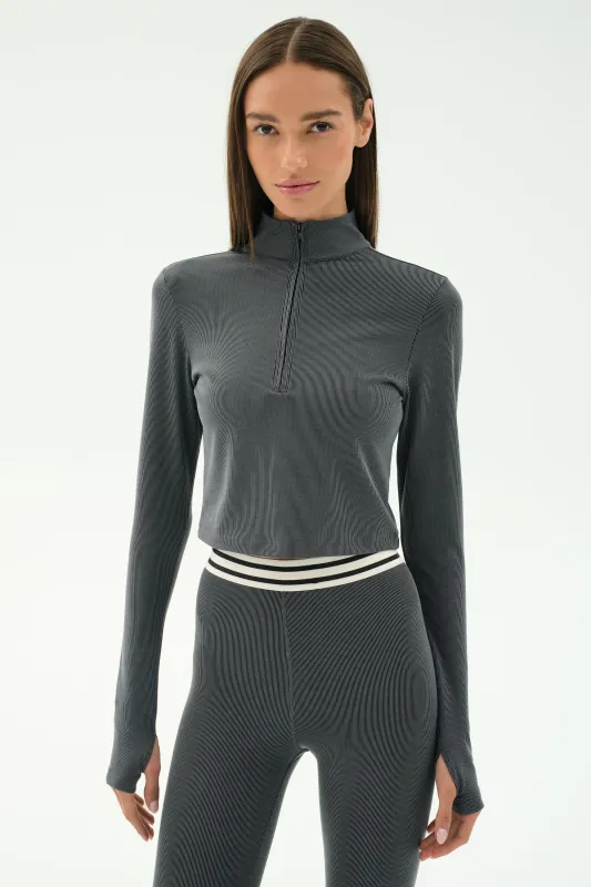 Stevie Active Rib Half Zip - Heather Grey sold by Splits59