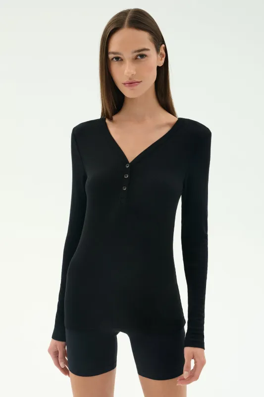 Louise Rib Henley - Black sold by Splits59