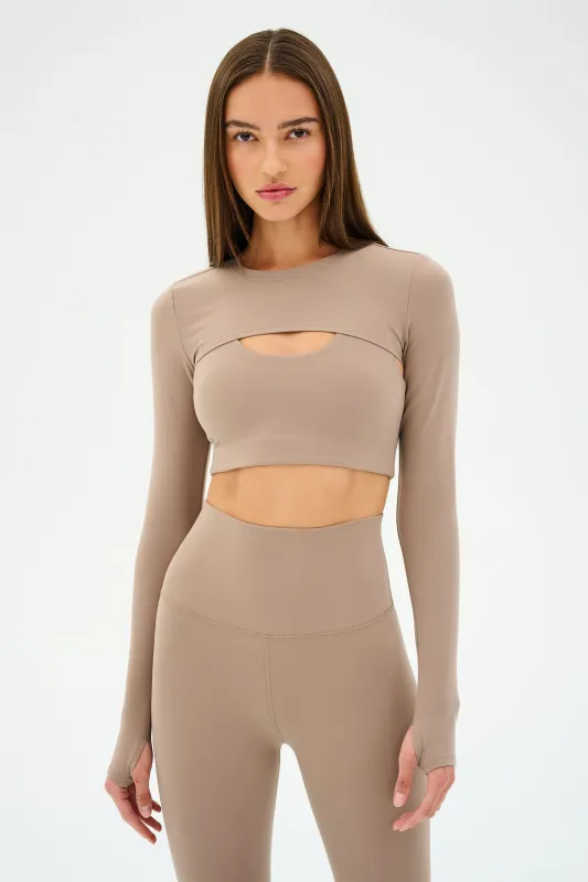 Amelia Airweight Lite Shrug - Latte sold by Splits59