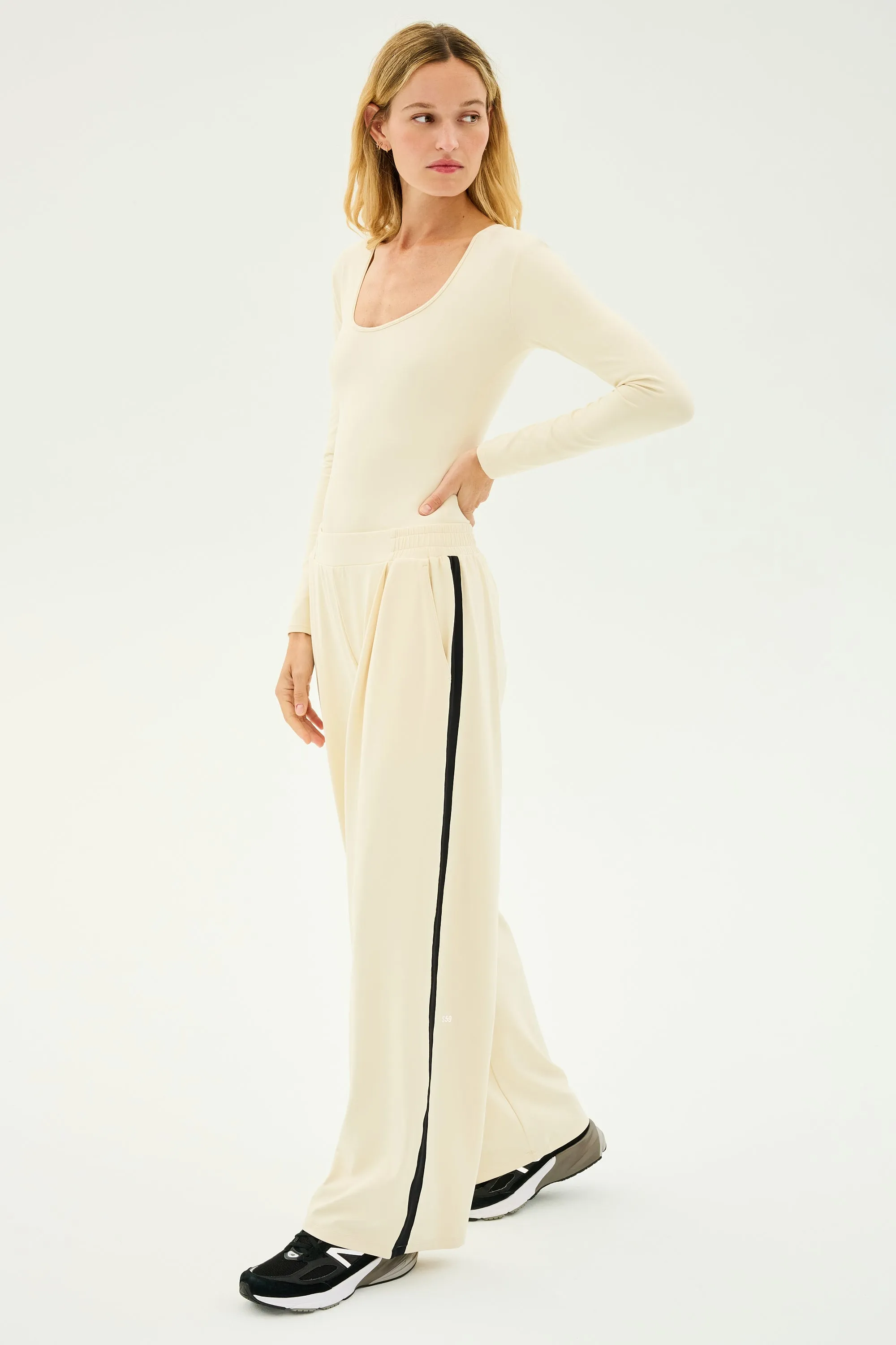 Luca Airweight Trouser with Stripe - Creme/Black sold by Splits59 product image thumbnail 5