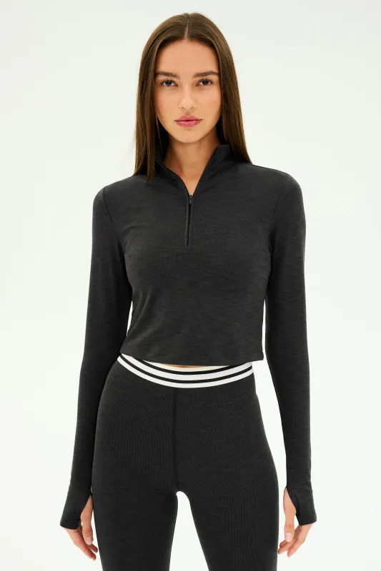Stevie Active Rib Half Zip - Heather Graphite sold by Splits59