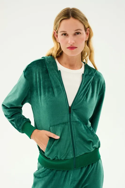 Rhys Velour Zip Up Hoodie - Arugula sold by Splits59