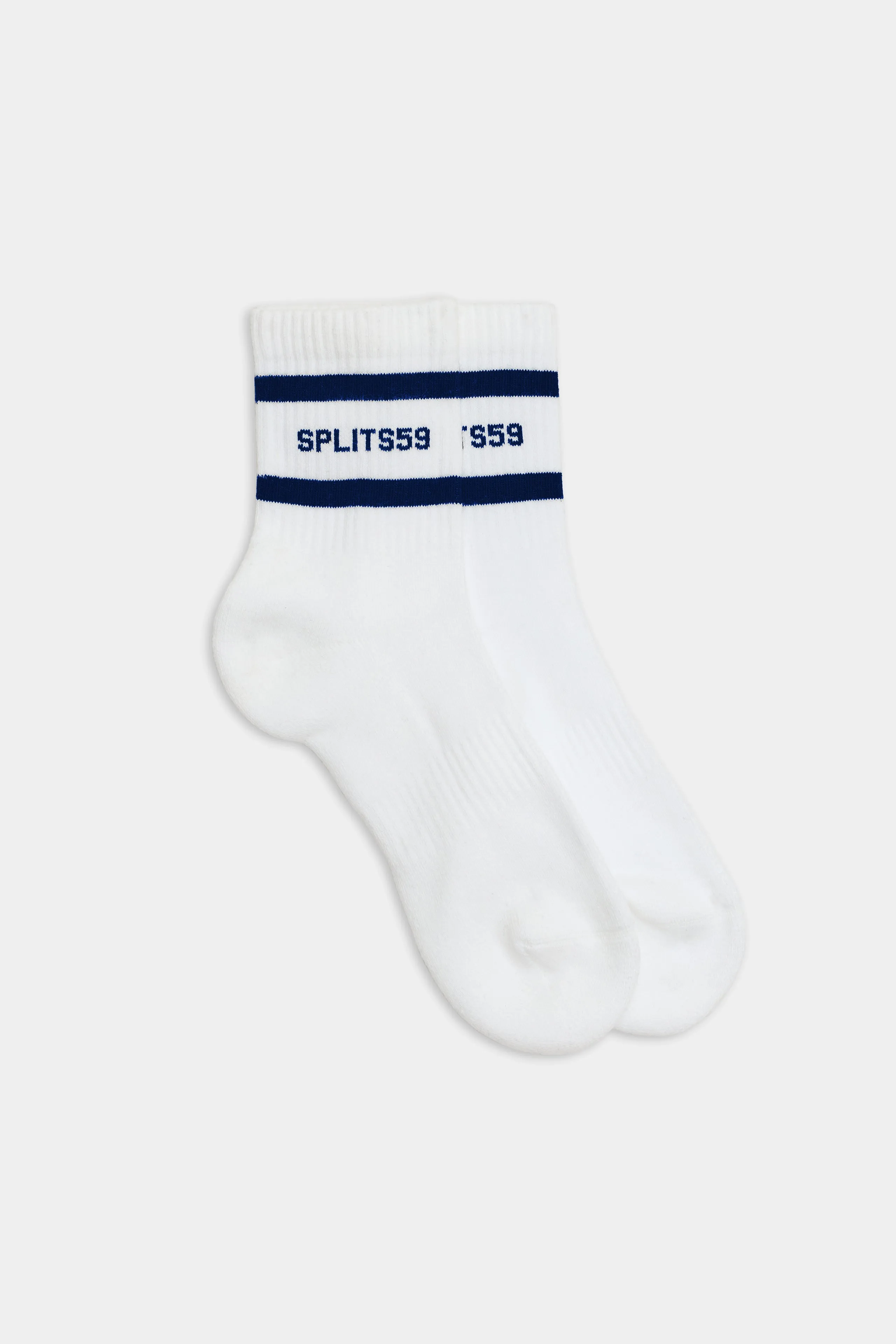 Logo Stripe Quarter Socks - White/Indigo sold by Splits59
