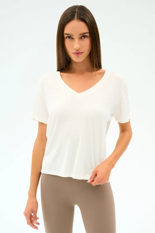 Georgia Jersey V-Neck - White sold by Splits59