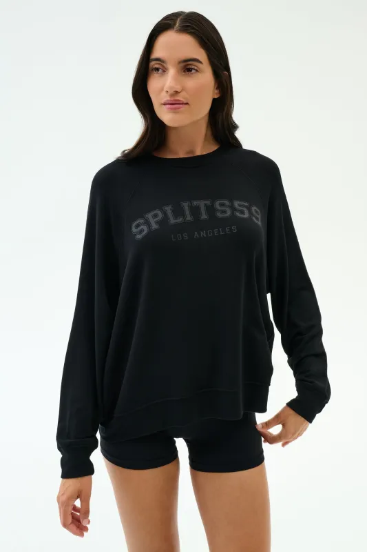 Andie Oversized Fleece Varsity Graphic Sweatshirt - Black/Splits59 Los Angeles made by Splits59
