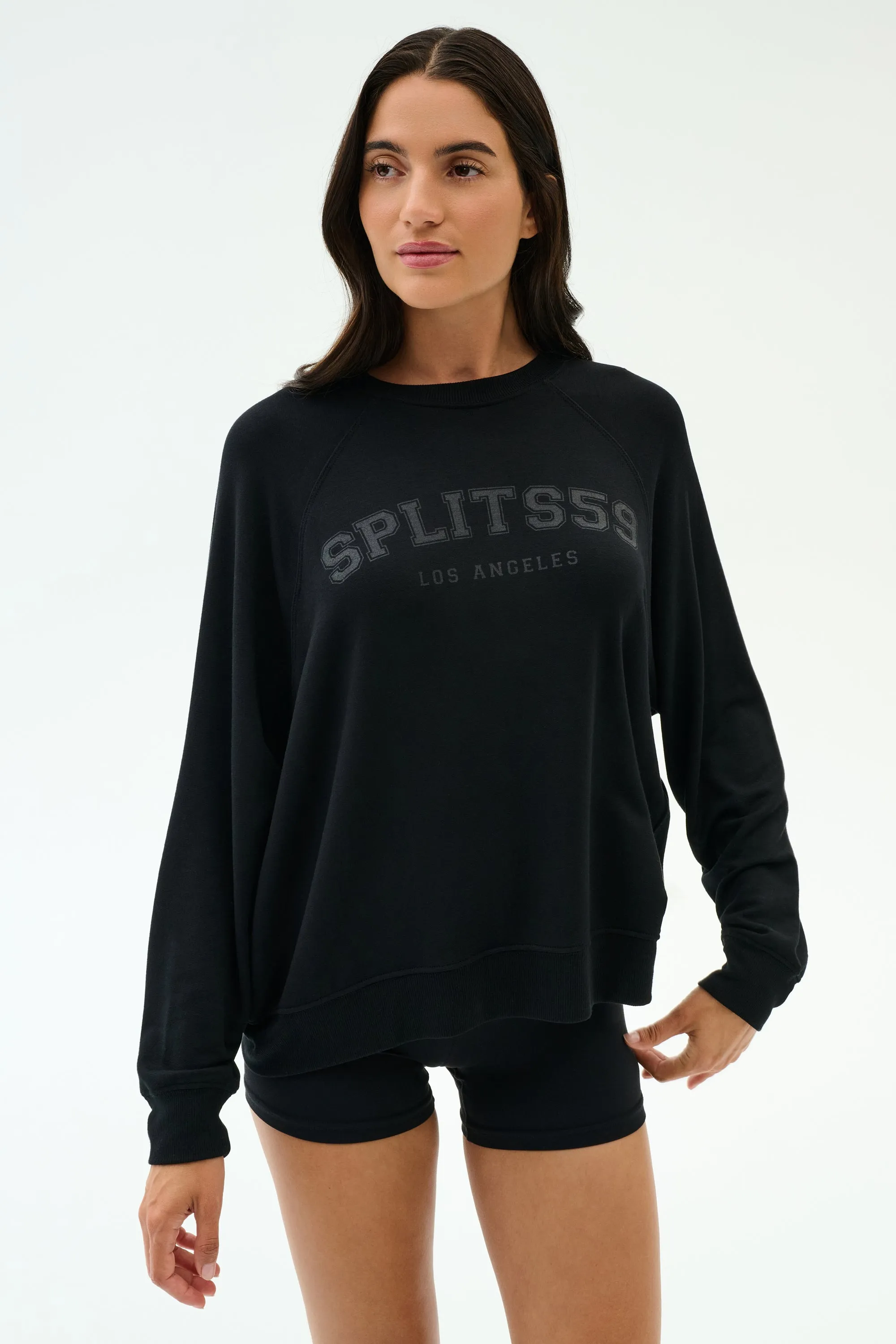 Andie Oversized Fleece Varsity Graphic Sweatshirt - Black/Splits59 Los Angeles sold by Splits59