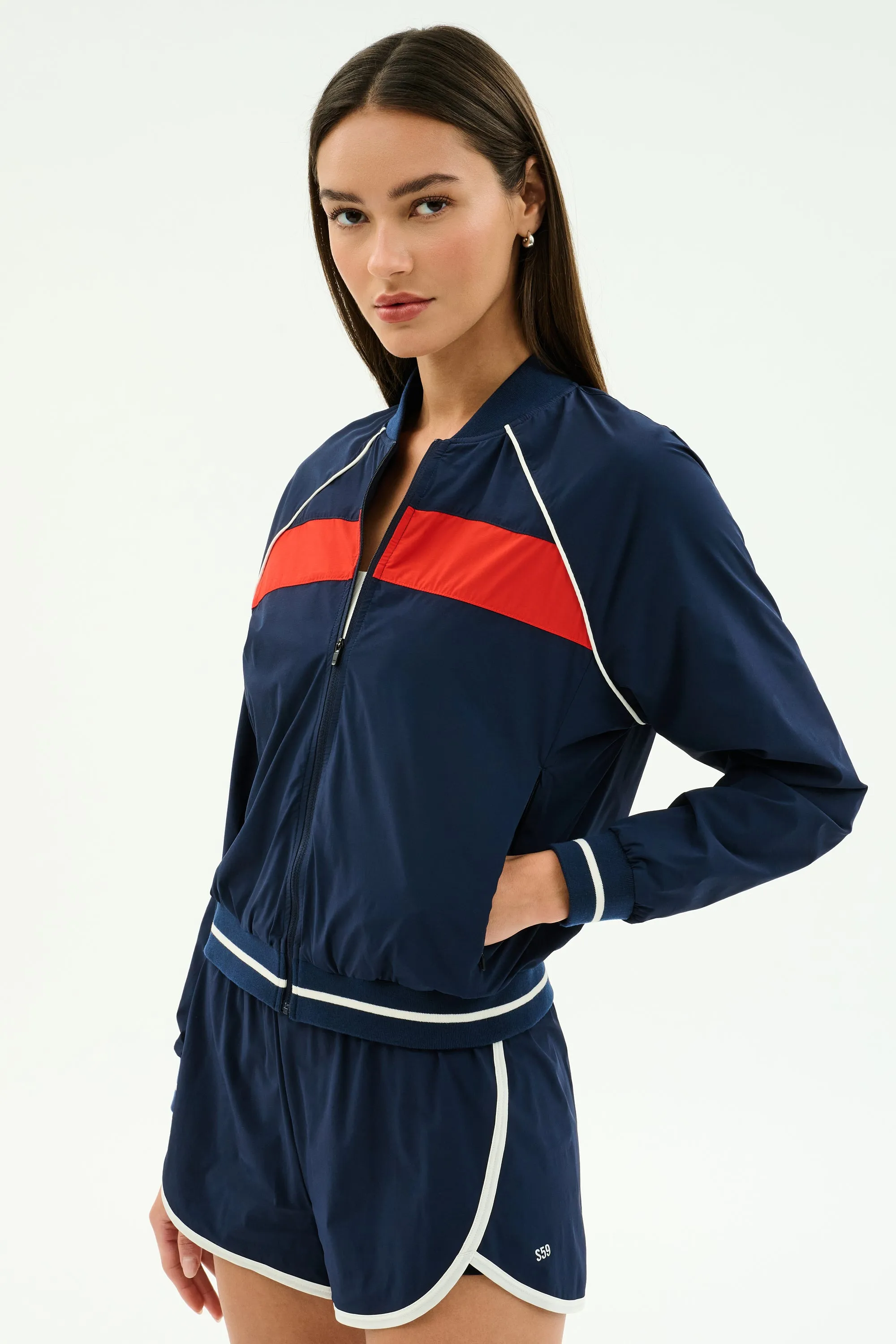 Carrie Woven Nylon Jacket - Indigo/Lotus Red sold by Splits59 product image thumbnail 5