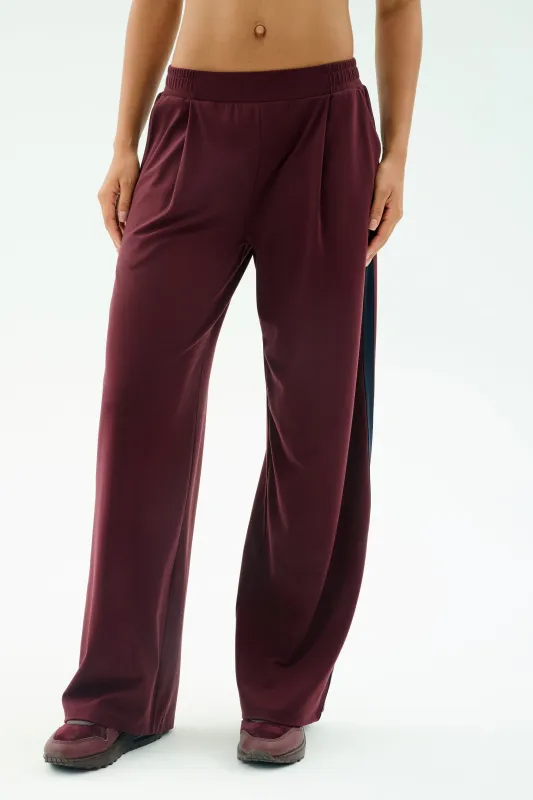 Luca Airweight Trouser with Stripe - Dark Cherry/Indigo made by Splits59