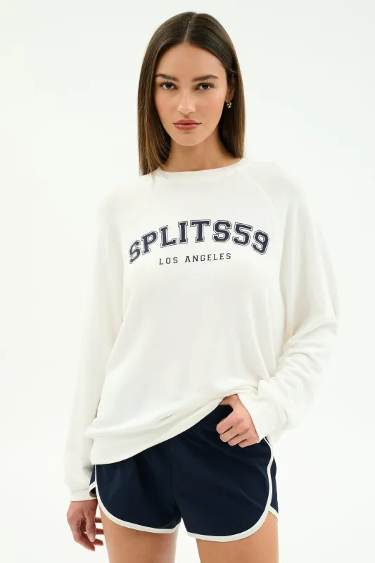 Andie Oversized Fleece Varsity Graphic Sweatshirt - White/Splits59 Los Angeles made by Splits59