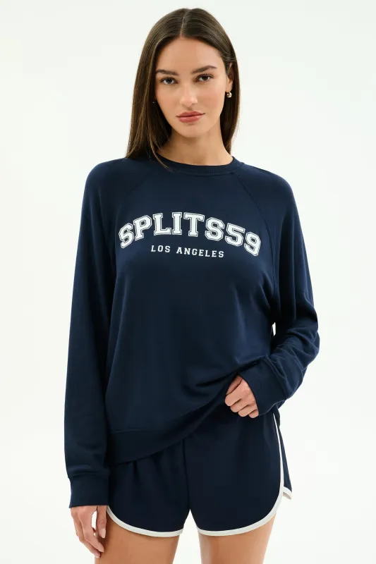Andie Oversized Fleece Varsity Graphic Sweatshirt - Indigo/Splits59 Los Angeles made by Splits59