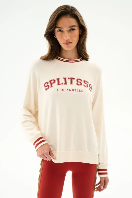 Andie Oversized Fleece Varsity Stripe Sweatshirt made by Splits59