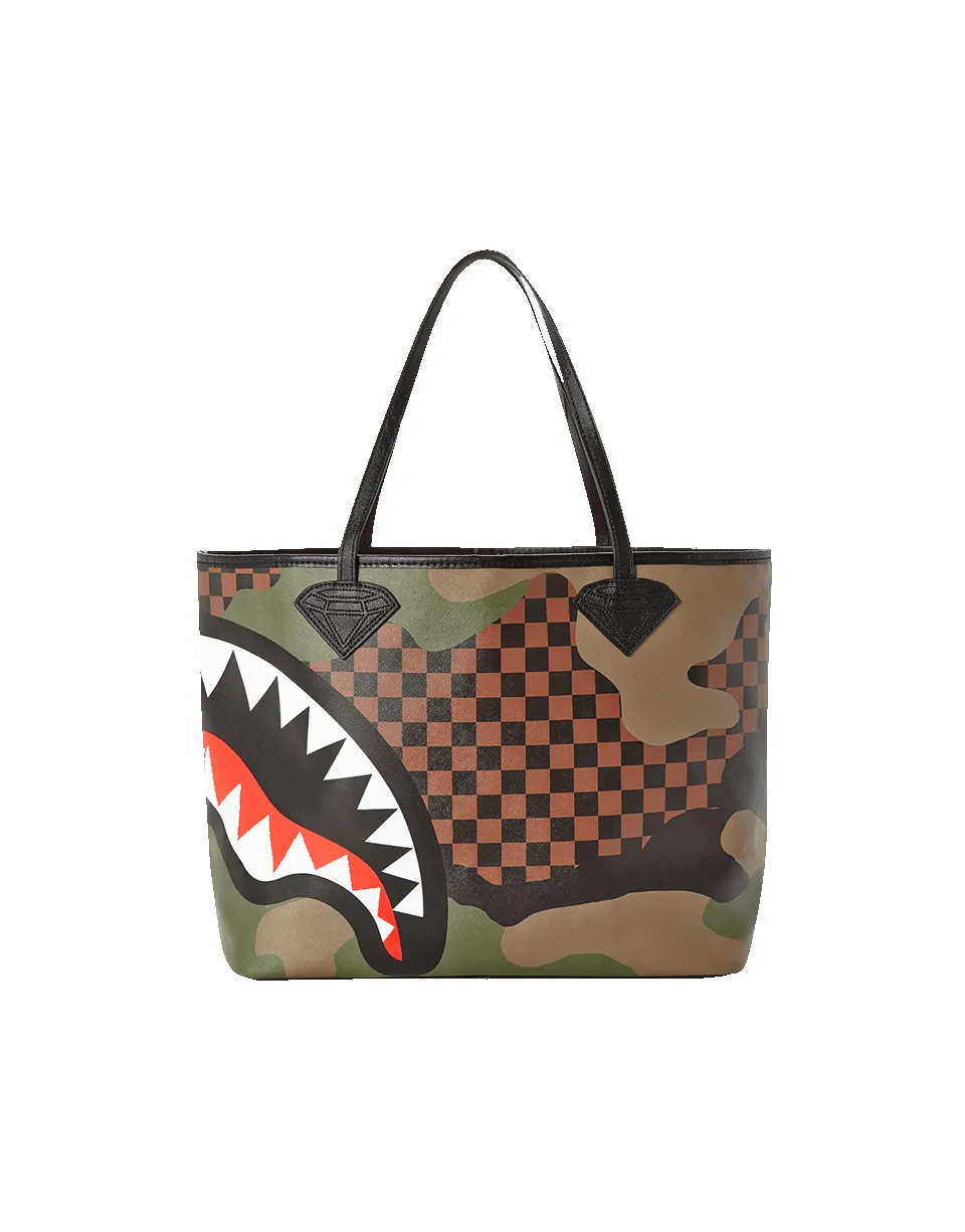 SHARKS IN PARIS (CAMO EDITION) TOTE sold by Sprayground