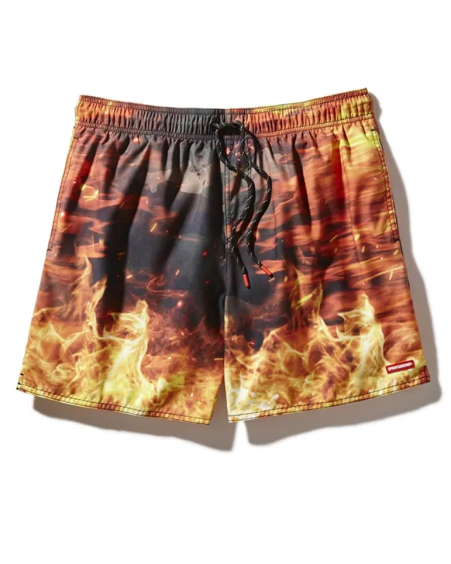CAMO FIRE SHOTO SWIM TRUNKS sold by Sprayground