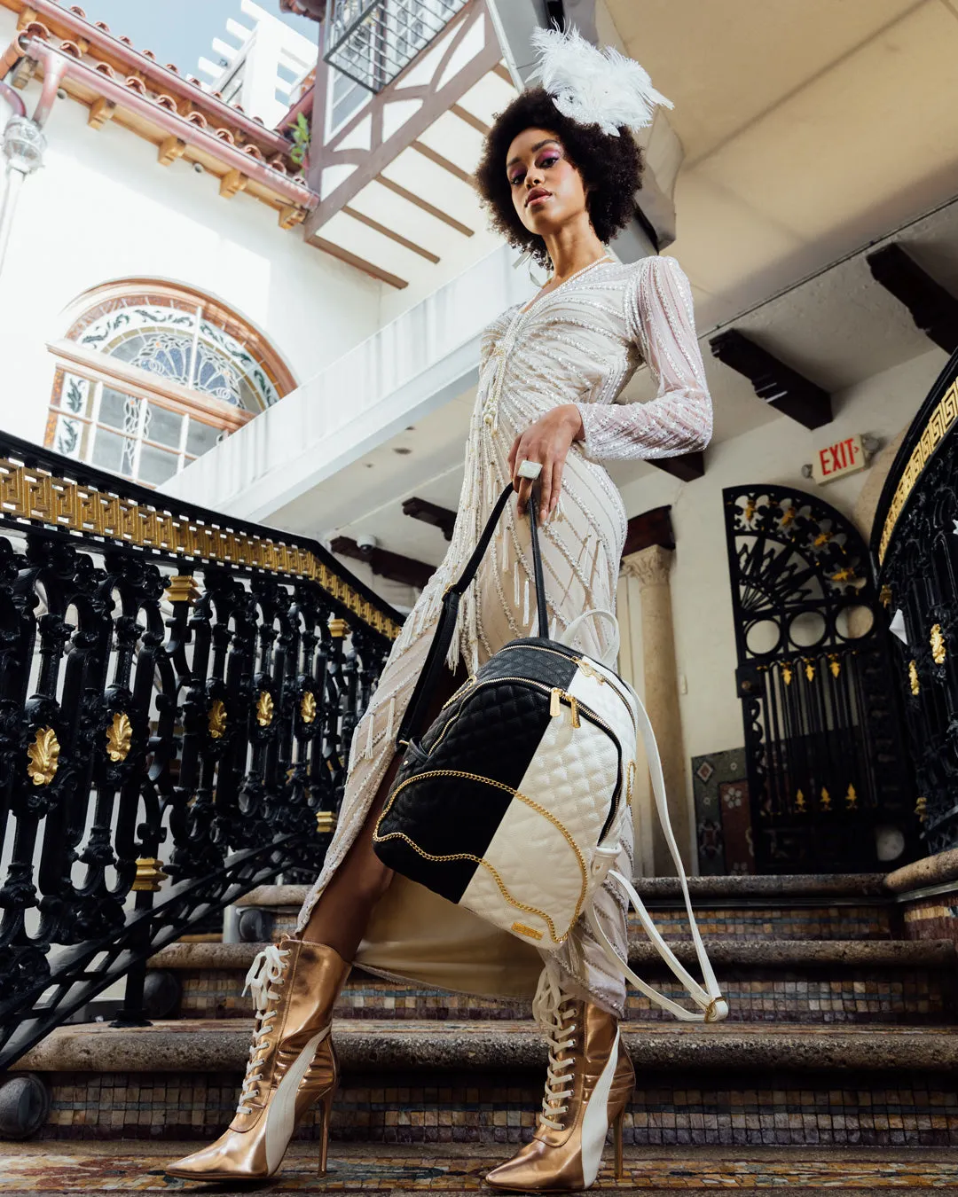 LEVELED UP SPLIT QUILT SHARK SAVAGE BACKPACK sold by Sprayground product image thumbnail 4