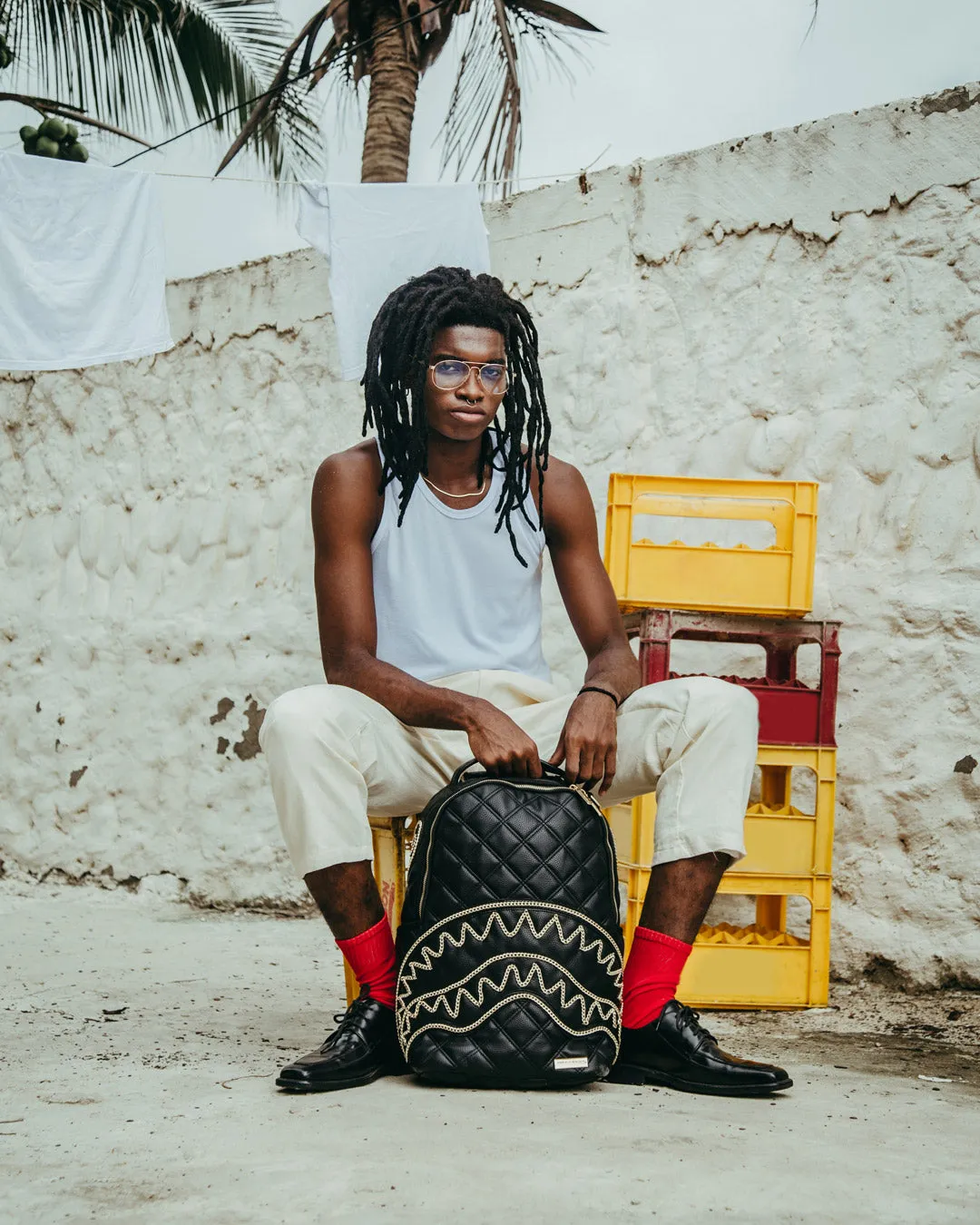 NOIR QUILT GOLD CHAIN SHARK BACKPACK (DLXV) sold by Sprayground product image thumbnail 2