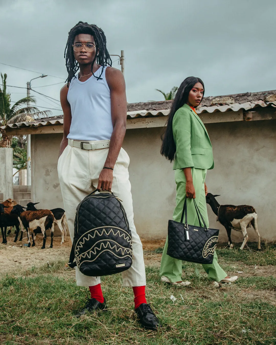 NOIR QUILT GOLD CHAIN SHARK BACKPACK (DLXV) sold by Sprayground product image thumbnail 4